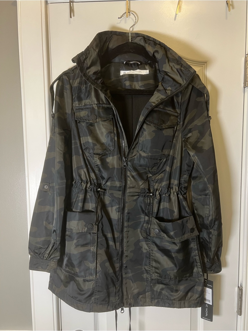 blanc noir Olive Green Camo Utility Jacket with Cinch Waist